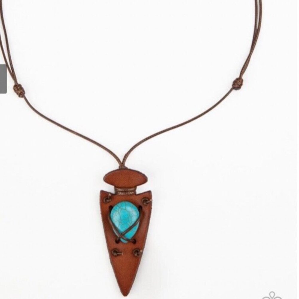 Paparazzi Hold Your Arrowhead Up High Blue Urban Unisex Necklace
